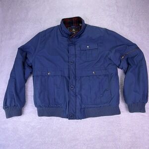 Vintage High Sierra Blue Bomber Chore Jacket‎ Plaid Lined Men's Large